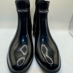 Nautica Black Winter Rain Boots Waterproof Ankle Design